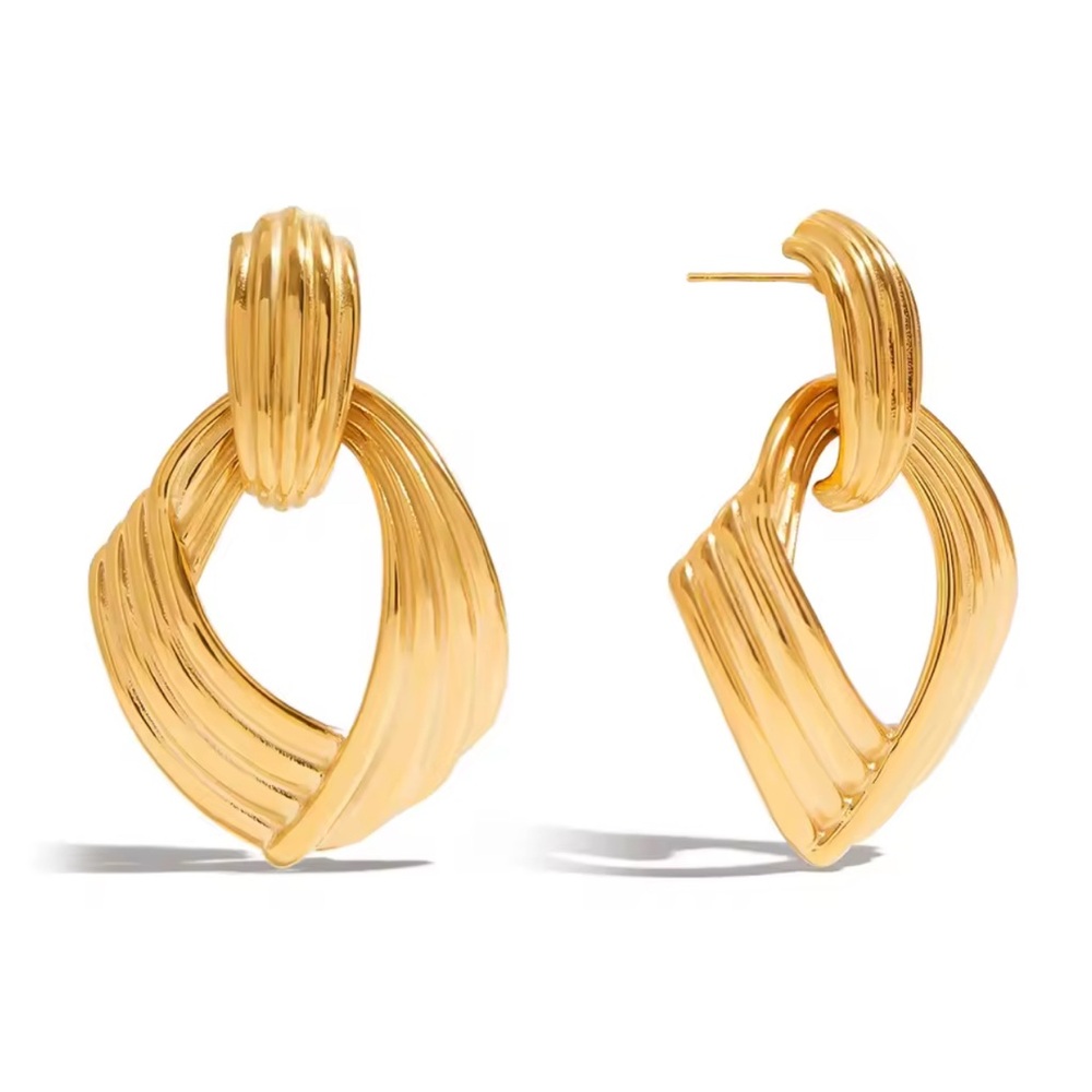 NEW 18K GOLD PLATED TWISTED KNOT STATEMENT EARRINGS